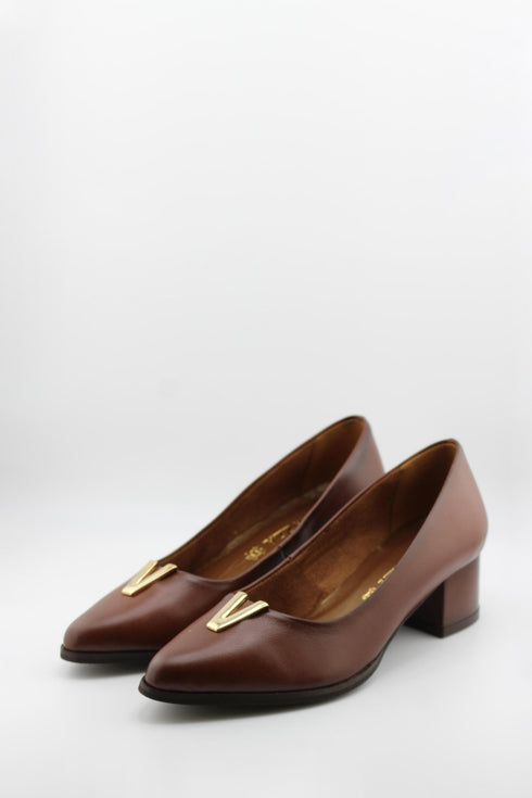 Ragazza Leather Block Heel Loafers with Embellishment